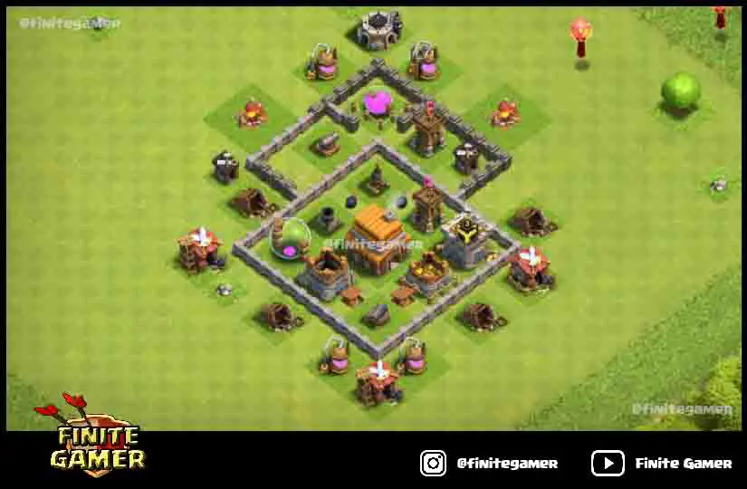 coc town hall 4 base