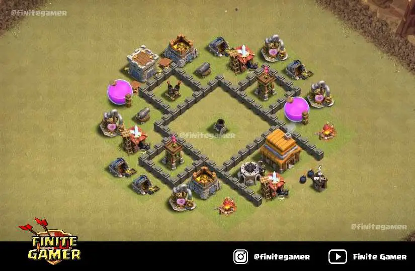 Best Town Hall 4 War Base With Links (Defense Base) - Finite Gamer