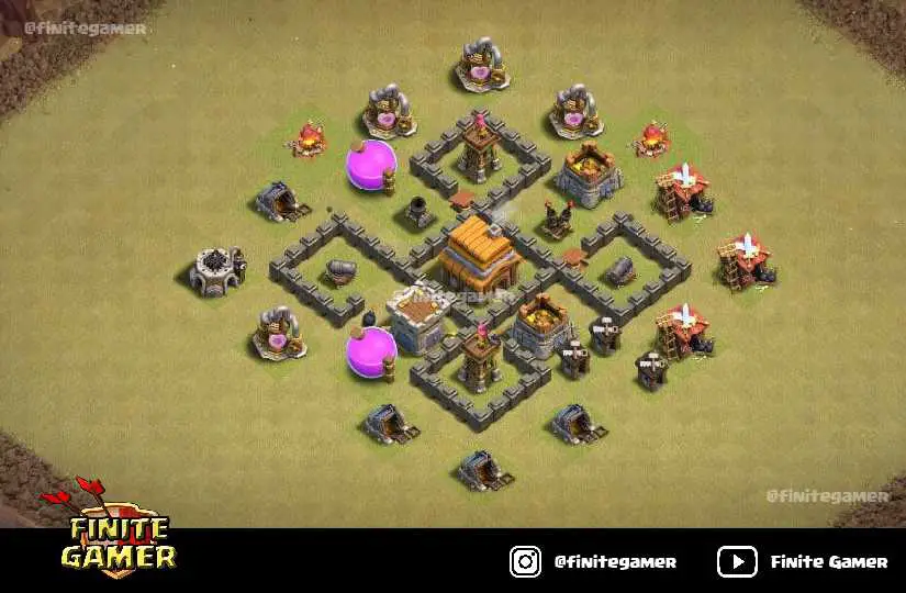 Best Town Hall 4 War Base With Links (Defense Base) - Finite Gamer