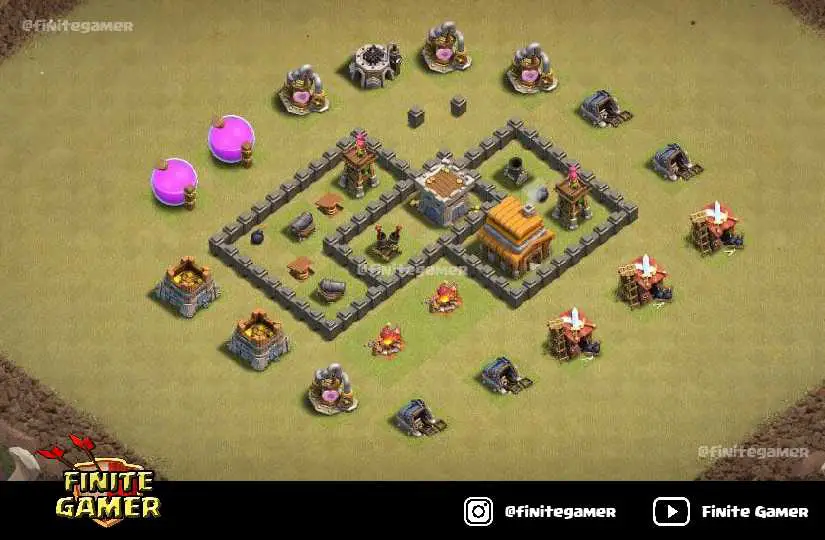 Best Town Hall 4 War Base With Links (Defense Base) - Finite Gamer